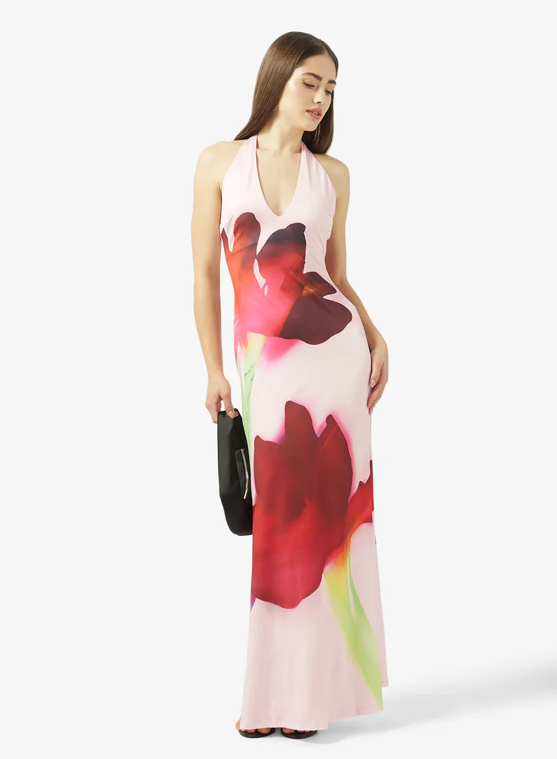 Ginger  Halter Neck Floral Bodycon Dress for Women | Best Price UAE